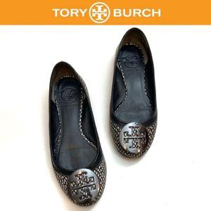 COPY - Tory Burch Petwer Logo Reva Cobra Flats Black US 5